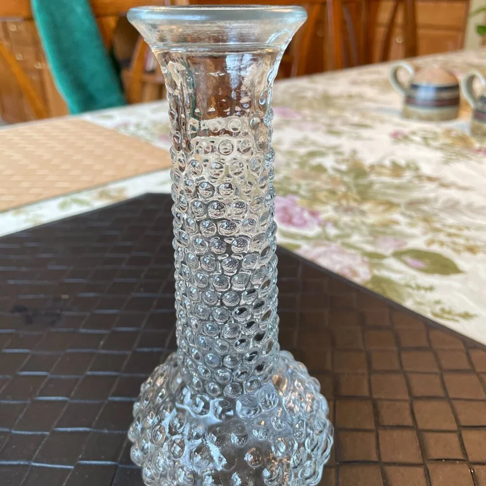 Vintage E. O. Brody Hobnail Clear Glass Bud Vase 7 1/2